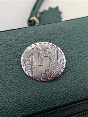 ✨ Sterling Silver 925 Round Etched Abstract Motif Brooch / Pendant ✨